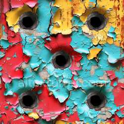 seamless Seamless 3D PBR cracked and holed painted metal texture with vibrant colors and rust texture 8k free download PBR