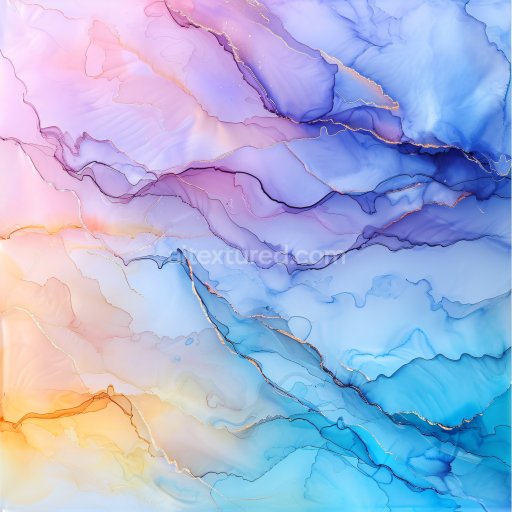 Seamless 3D Alcohol Ink PBR Texture with Pastel Fluid Waves and Soft Marbling