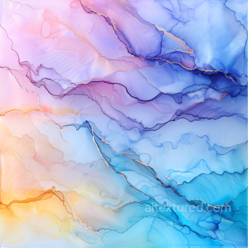 Alcohol Ink PBR Texture with Pastel Fluid Waves and Soft Marbling seamless Alcohol ink PBR texture