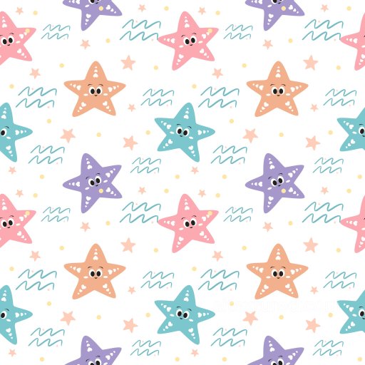 pattern PBR texture featuring colorful cartoon starfish with playful doodles seamless Pattern Bundle PBR texture