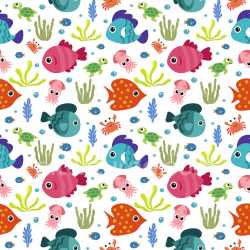 Pattern Bundle - Seamless 3D pattern PBR texture featuring playful colorful marine animals and underwater… texture preview