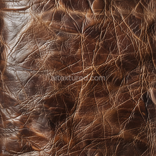 Seamless 3D Distressed Brown Leather PBR Texture with Heavy Wrinkles and Natural Shine