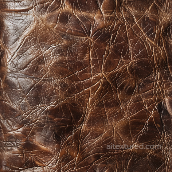 Distressed Brown Leather PBR Texture with Heavy Wrinkles and Natural Shine Leather texture preview