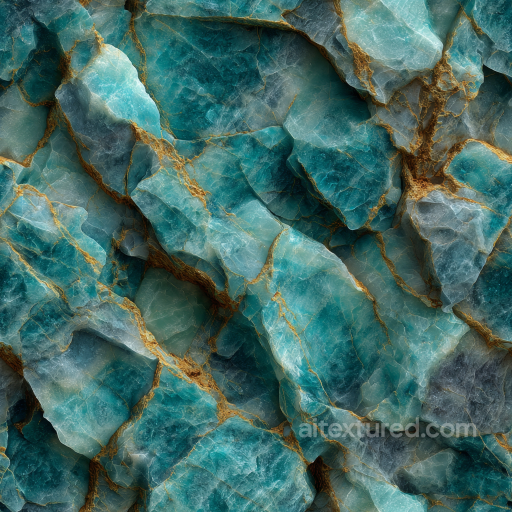 Teal Crystal Stone Texture with Rich Vein Details seamless Stone PBR texture