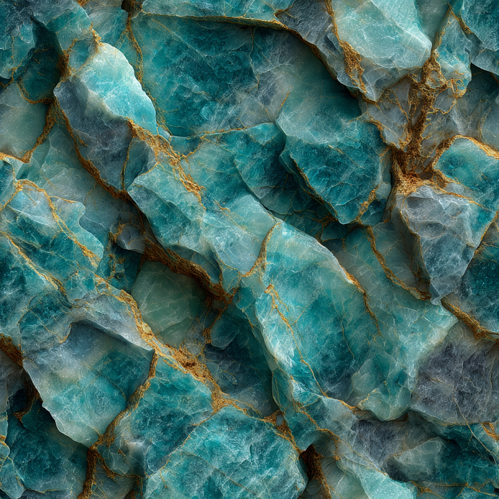 Teal Crystal Stone with Rich Vein Details seamless PBR texture preview