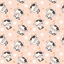 Pattern Bundle - Seamless 3D Pattern PBR Texture Featuring Cute Cartoon Cows with Hearts and Flowers texture preview