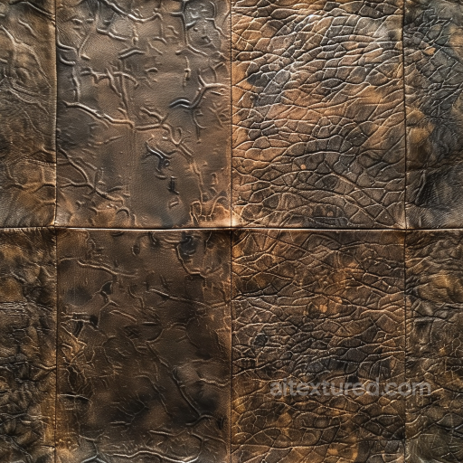 Distressed Brown Leather Patchwork Texture with Aged Cracks and Grain Patterns seamless Leather PBR texture