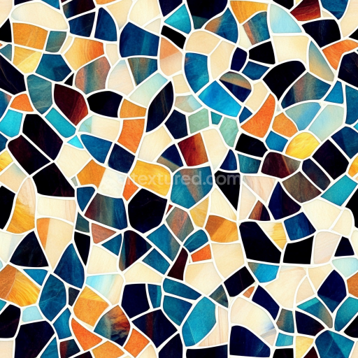 Seamless 3D Mosaic PBR Texture of Multicolor Stone Chip Pattern with Mixed Blue and Orang… texture preview