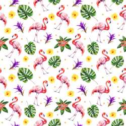 Pattern Bundle - Seamless 3D PBR Texture Featuring Vibrant Flamingo and Tropical Floral Motifs texture preview