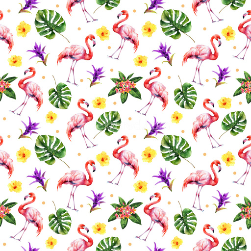 Pattern Bundle - Seamless 3D PBR Texture Featuring Vibrant Flamingo and Tropical Floral Motifs texture preview