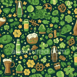 seamless Seamless 3D PBR Texture with St Patrick Digital Paper Pattern in Green and Gold texture 8k free download PBR