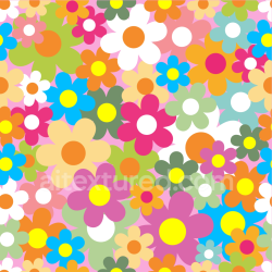 seamless Seamless 3D PBR Texture of Colorful Cartoon-Style Floral Pattern Fabric texture 8k free download PBR