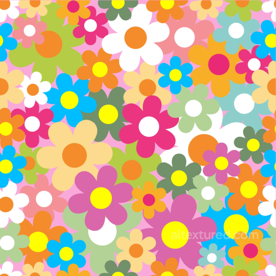 Colorful Cartoon-Style Floral Pattern Fabric Seamless Texture Floral texture preview
