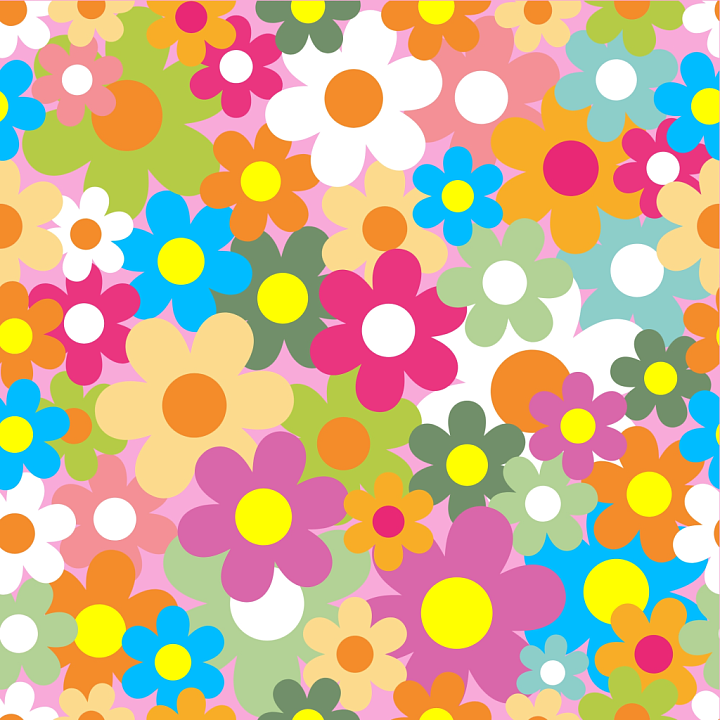 Colorful Cartoon-Style Floral Pattern Fabric seamless PBR texture preview
