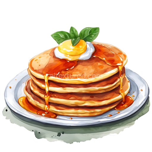 Delicious Stack of Pancakes with Syrup and Butter Breakfast Illustration