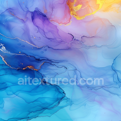 seamless Seamless 3D Alcohol Ink PBR Texture Featuring Luminous Blue and Violet Fluid Swirls with Gold Highlights texture 8k free download PBR