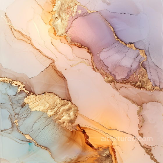 Alcohol Ink PBR Texture Featuring Soft Pastel Washes and Elegant Gold Veining Alcohol ink texture preview