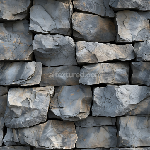 Seamless 3D Weathered Stone Wall PBR Texture with Cracked, Layered Surface
