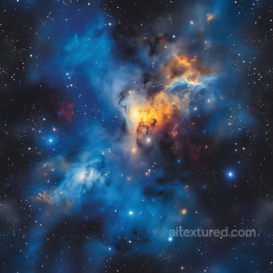 Space PBR Texture Featuring Vibrant Nebula Clouds with Blue and Orange Hues Star, space, planets texture preview
