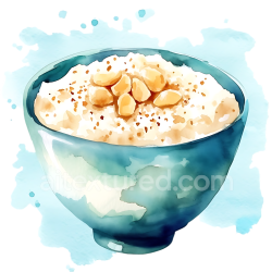 seamless Delicious Rice Pudding Breakfast Bowl with Nuts Watercolor Illustration texture 8k free download PBR