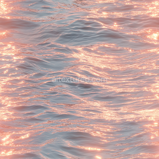 Seamless 3D PBR Ocean Water Texture Featuring Soft Waves and Golden Sunset Highlights