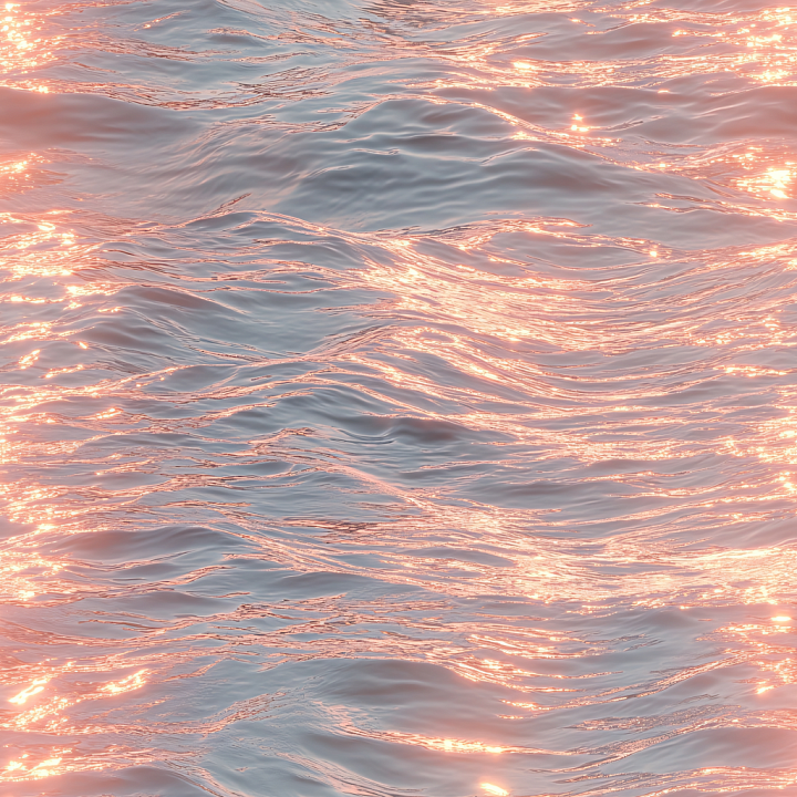 Ocean Water Featuring Soft Waves and Golden Sunset Highlights seamless PBR texture preview