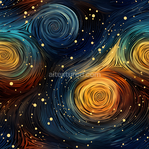 Seamless 3D Space PBR Texture Featuring Swirling Galaxy Starfield with Vibrant Colors