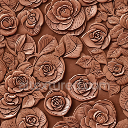 seamless Seamless Embossed Floral Leather 3D PBR Texture with Warm Brown Tones and Detailed Rose Patterns texture 8k free download PBR