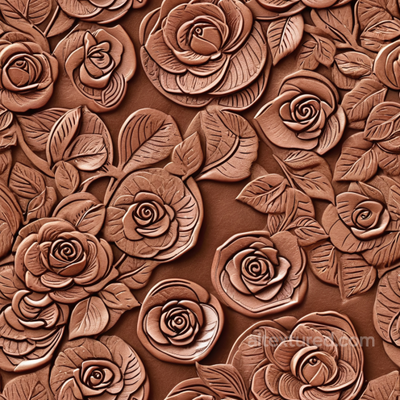Seamless Embossed Floral Leather 3D PBR Texture with Warm Brown Tones and Detailed Rose P… Leather texture preview