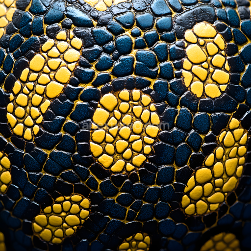 Seamless 3D PBR Texture of Detailed Reptile Skin with Glossy Yellow-Black Scales
