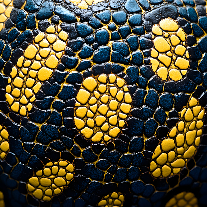 Detailed Reptile Skin with Glossy Yellow-Black Scales seamless PBR texture preview