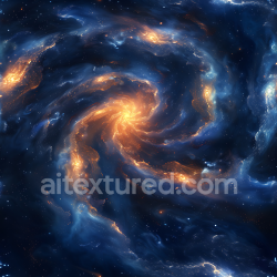 seamless Seamless 3D Space PBR Texture Featuring Glowing Spiral Galaxy Nebula with Blue and Orange Hues texture 8k free download PBR