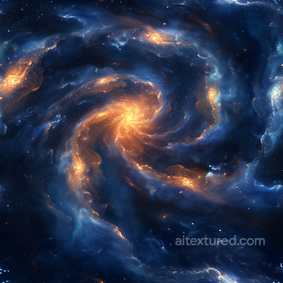 Space PBR Texture Featuring Glowing Spiral Galaxy Nebula with Blue and Orange Hues Star, space, planets texture preview