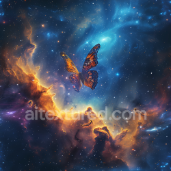 seamless Seamless 3D Space PBR Texture Featuring Glowing Cosmic Nebula with Butterfly Silhouette texture 8k free download PBR