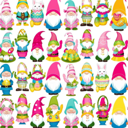 seamless Seamless 3D PBR Texture of Colorful Easter Gnome Digital Paper Pattern texture 8k free download PBR