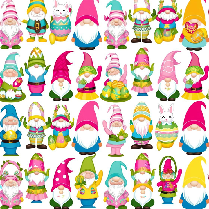 All Easter Digital paper of Colorful Easter Gnome Digital Paper Pattern seamless PBR texture preview