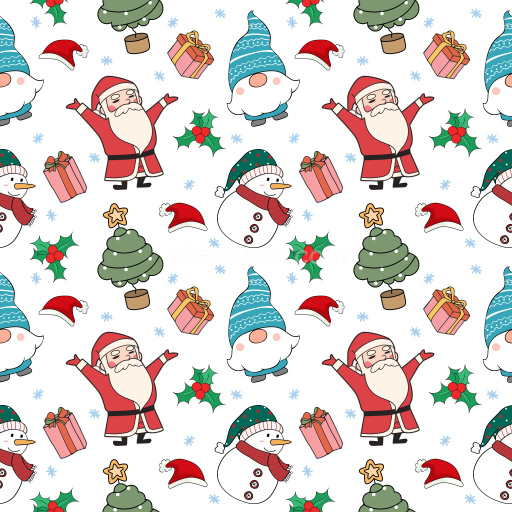 Pattern Bundle - Seamless 3D Pattern PBR Texture Featuring Playful Christmas Cartoon Motifs texture preview