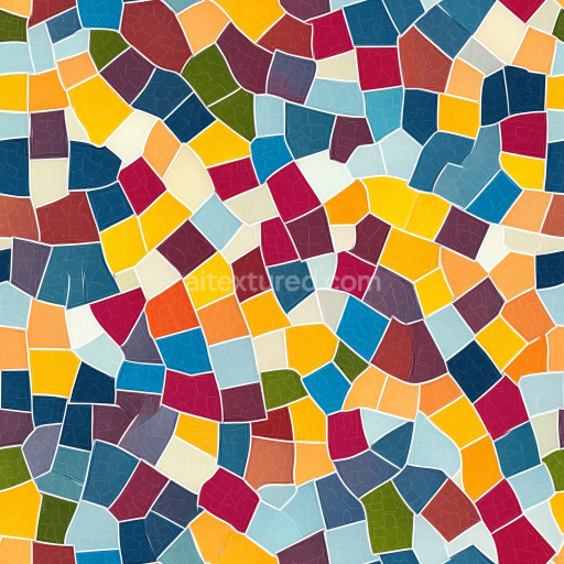 Seamless 3D Mosaic PBR Texture with Glossy Colorful Ceramic Tiles texture preview