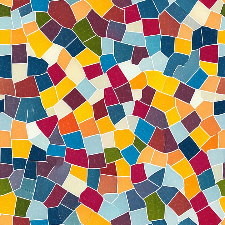 Mosaic with Glossy Colorful Ceramic Tiles seamless PBR texture preview