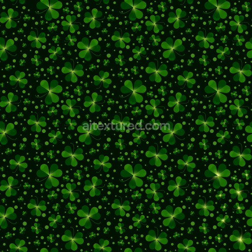 Seamless 3D PBR Texture of Green Shamrock Pattern in St Patrick Style