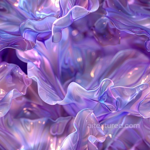 Seamless 3D PBR Texture with Glossy Iridescent Ruffled Folds in Purple and Pink texture preview