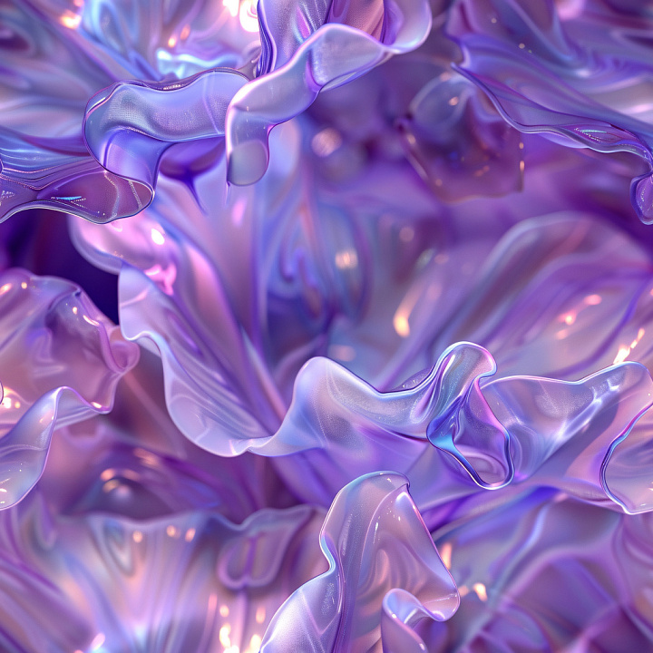 with Glossy Iridescent Ruffled Folds in Purple and Pink seamless PBR texture preview