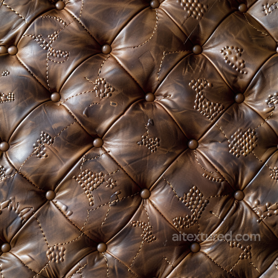Quilted Vintage Brown Leather PBR Texture with Button Tufting and Embossed Patterns Leather texture preview