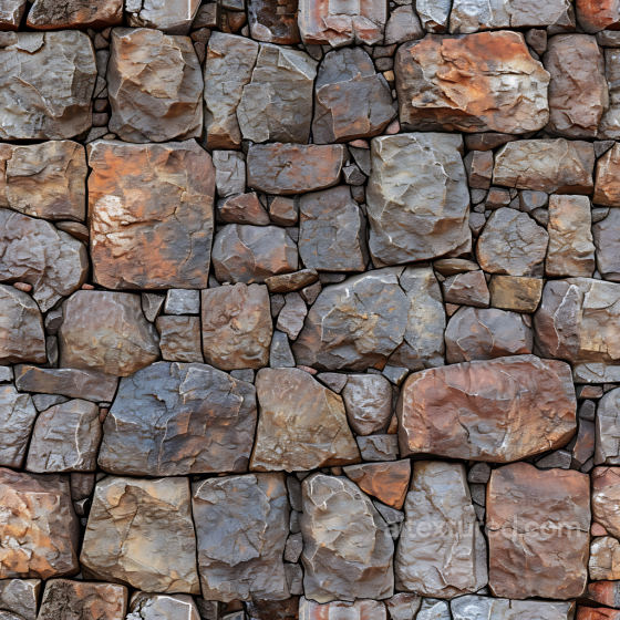 Stone Wall PBR Texture Featuring Weathered, Rough Rust-Brown and Gray Rocks Stone texture preview