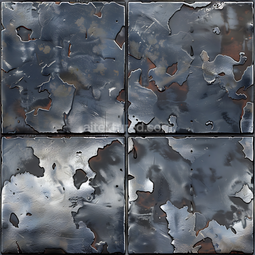 Seamless 3D Urban Worn Metal Camouflage PBR Texture with Scratched Painted Surface