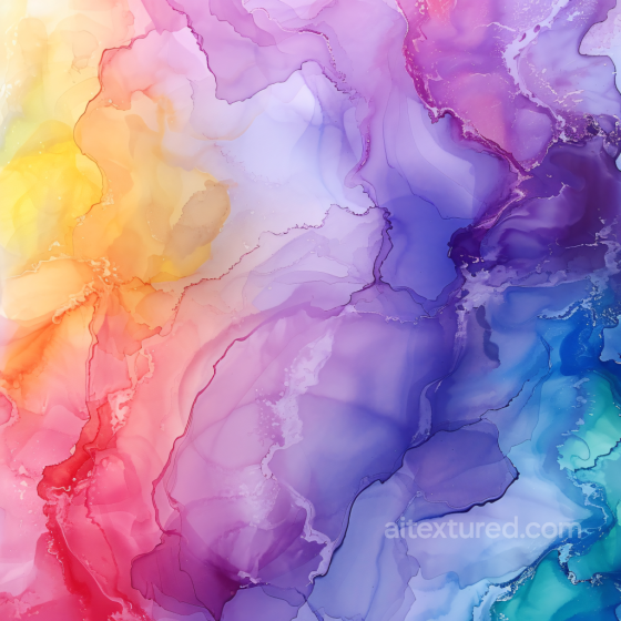 Alcohol Ink PBR Texture with Vibrant Rainbow Fluid Waves and Soft Marbling Alcohol ink texture preview