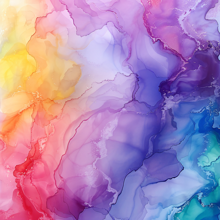 Alcohol Ink with Vibrant Rainbow Fluid Waves and Soft Marbling seamless PBR texture preview
