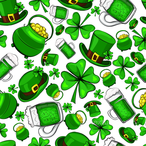 Featuring Clipart St Patrick Symbols in Bright Greens seamless St patrick digital paper bundle PBR texture