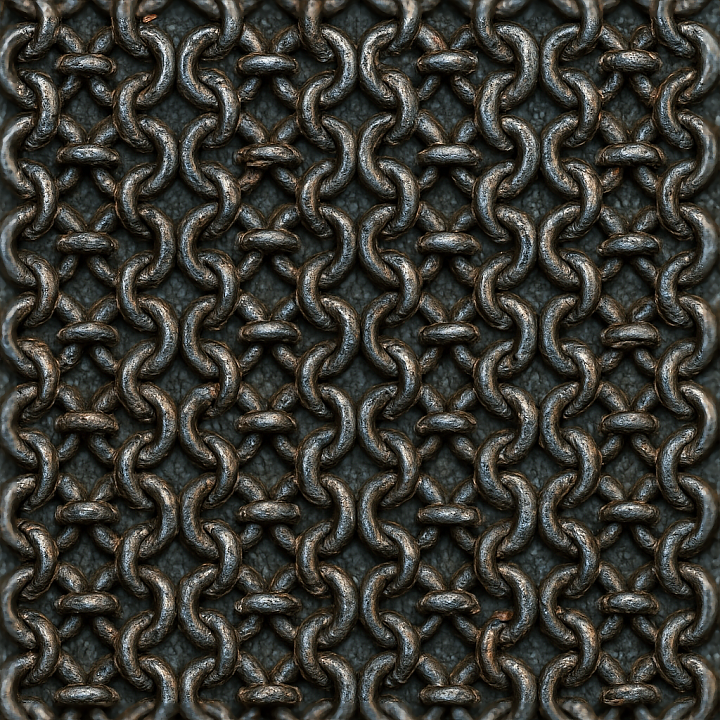 Of Oxidized Metal Chainmail With Small Rings seamless PBR texture preview