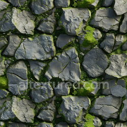 seamless Seamless 3D PBR Texture of Mossy Cracked Stone Ground with Rough Jagged Rocks texture 8k free download PBR